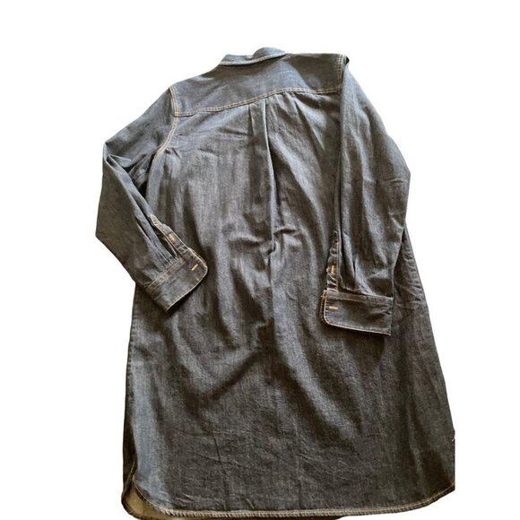 Chaps Denim Long Sleeve Collared Shirt Dress Size Large Chest Pockets - Picture 6 of 6